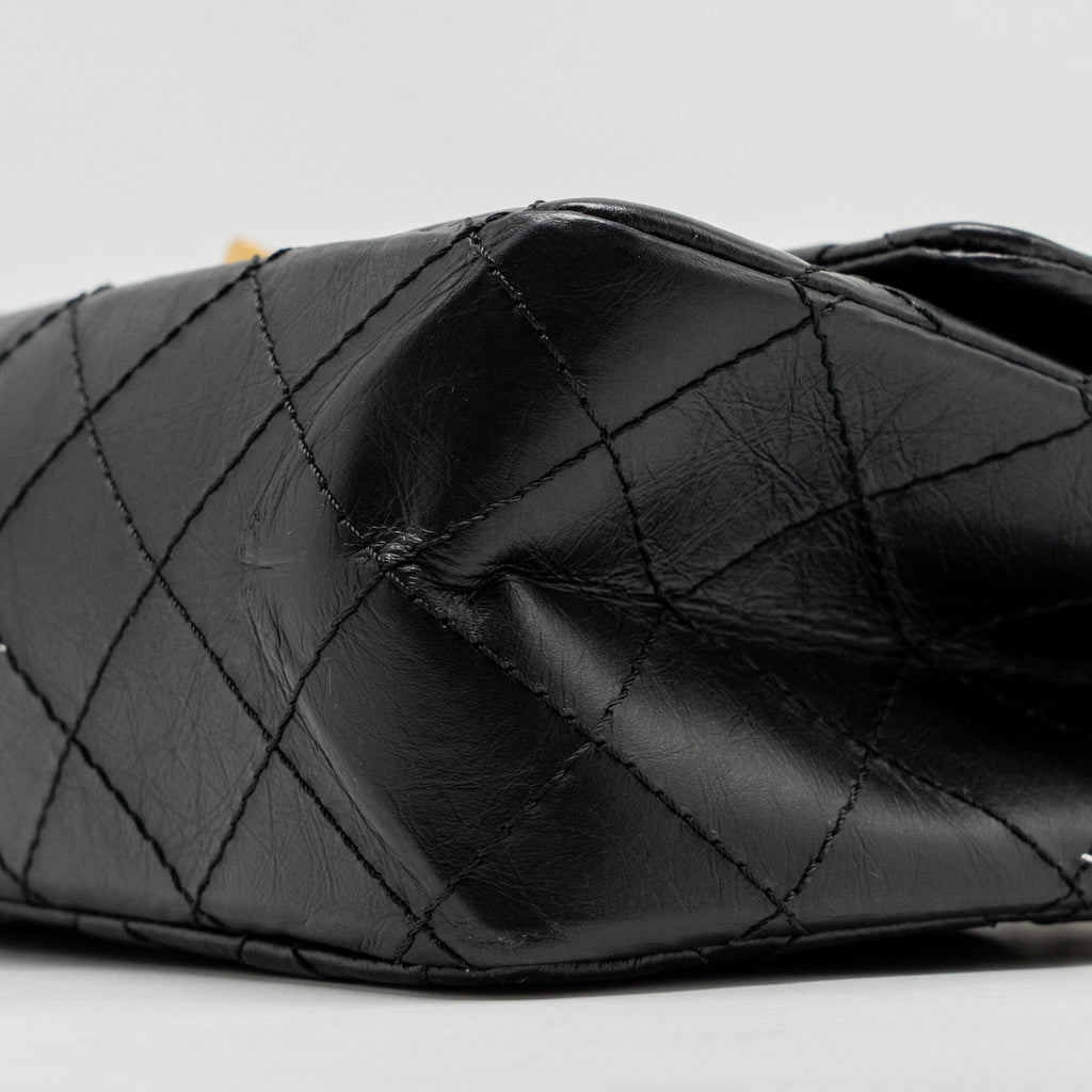 CHANEL LARGE 2.55 REISSUE FLAP BAG AGED CALFSKIN BLACK GHW