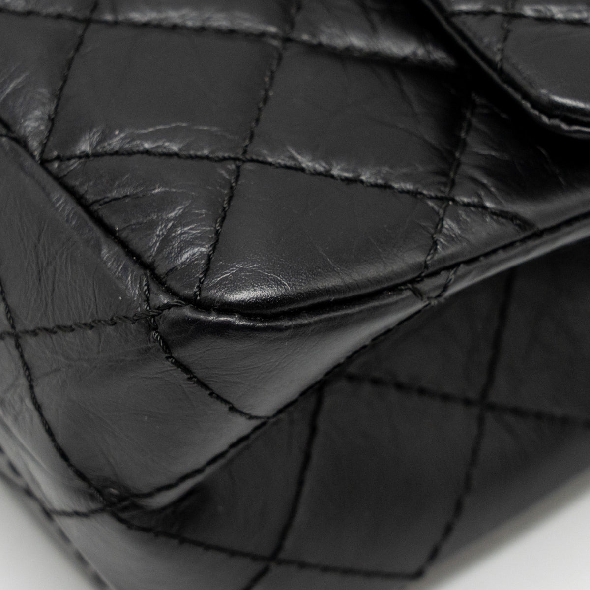 CHANEL LARGE 2.55 REISSUE FLAP BAG AGED CALFSKIN BLACK GHW