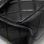 CHANEL LARGE 2.55 REISSUE FLAP BAG AGED CALFSKIN BLACK GHW