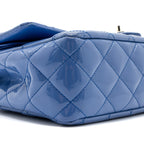 CHANEL MEDIUM CLASSIC DOUBLE FLAP BAG PATENT LIGHT BLUE SHW