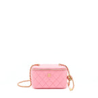 CHANEL 22S PEARL CRUSH LONG VANITY WITH CHAIN LAMBSKIN PINK GHW