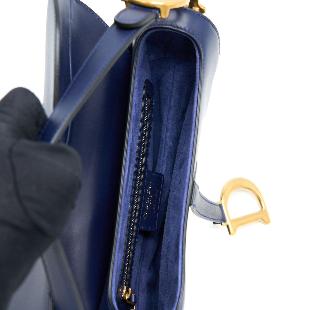 DIOR MEDIUM SADDLE BAG SMOOTH CALFSKIN NAVY GHW
