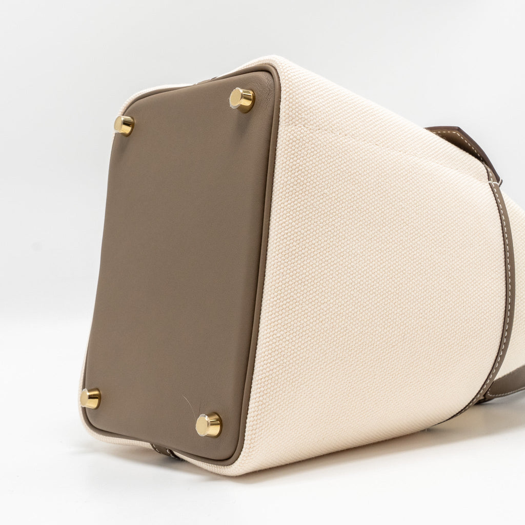 HERMES CARGO PICOTIN 18 LOCK BAG CANVAS/SWIFT ECRU/ETOUPE GHW