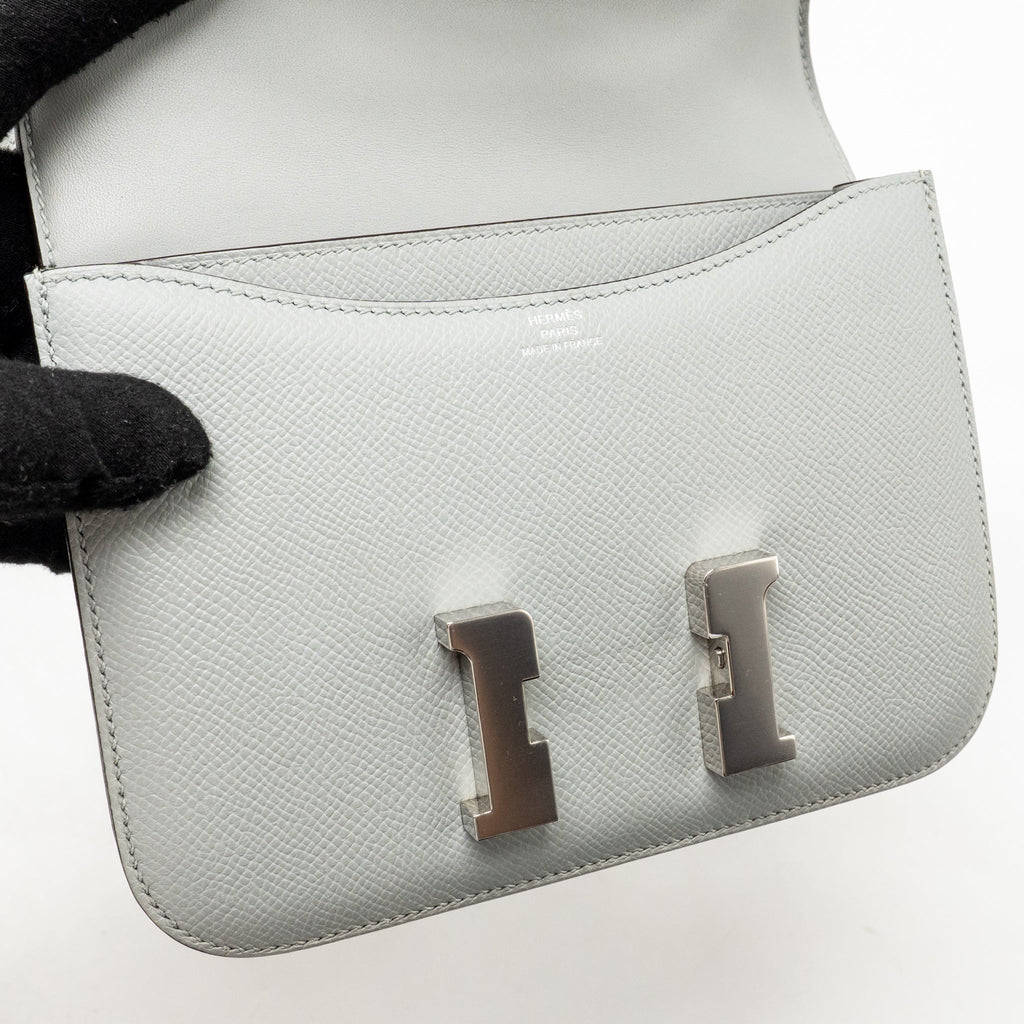 Hermes Mini Constance Epsom Gris Mouette SHW