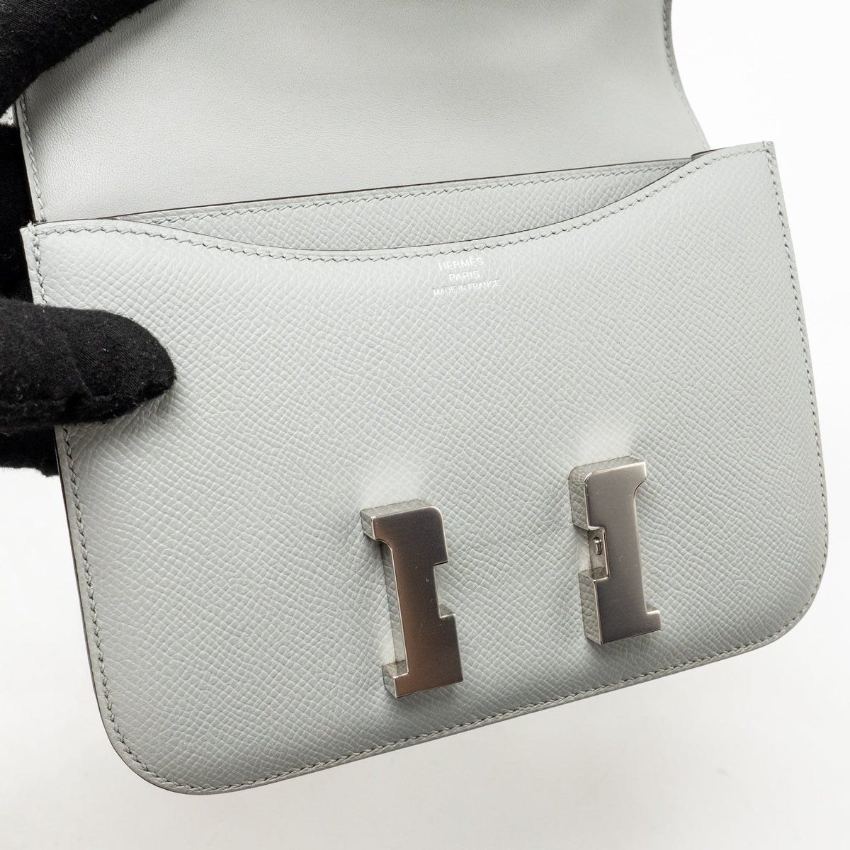 Hermes Mini Constance Epsom Gris Mouette SHW