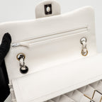 CHANEL BICOLOR METAL SMALL CLASSIC DOUBLE FLAP BAG LAMBSKIN WHITE MULITCOLOUR HARDWARE