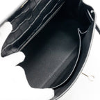 HERMES KELLY 25 MATT ALLIGATOR MISSISSIPPIENSIS BLACK SHW