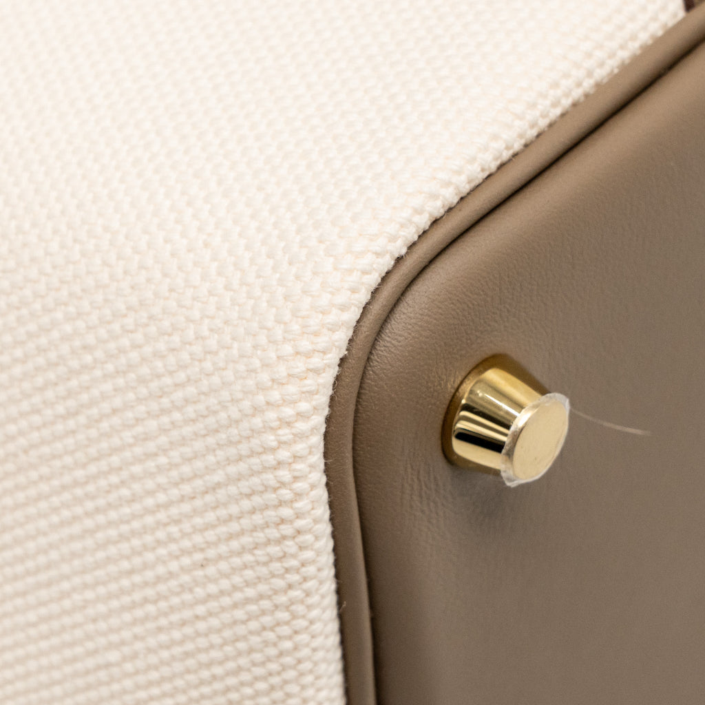 HERMES CARGO PICOTIN 18 LOCK BAG CANVAS/SWIFT ECRU/ETOUPE GHW