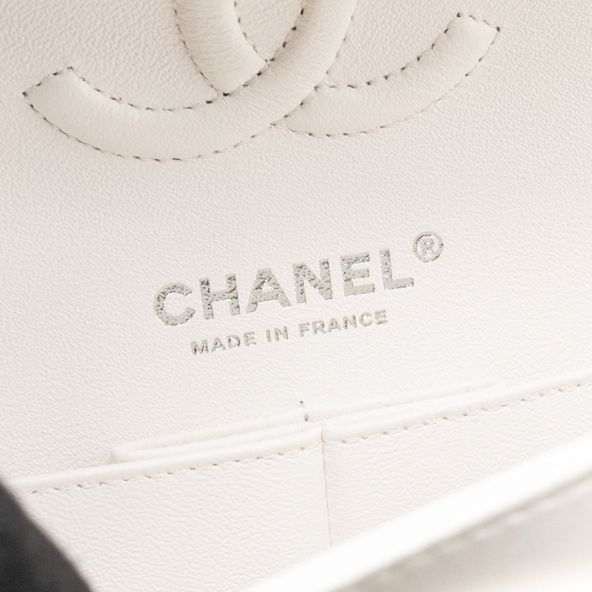 CHANEL BICOLOR METAL SMALL CLASSIC DOUBLE FLAP BAG LAMBSKIN WHITE MULITCOLOUR HARDWARE