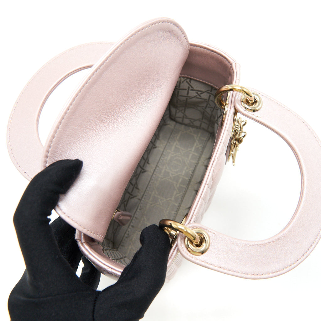 DIOR MINI LADY WITH CHAIN LOTUS PEARL GHW