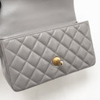 Chanel 22B Metal Top Handle Mini Rectangular Flap Bag Lambskin Grey GHW (Microchip)