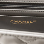 Chanel 22B Metal Top Handle Mini Rectangular Flap Bag Lambskin Grey GHW (Microchip)