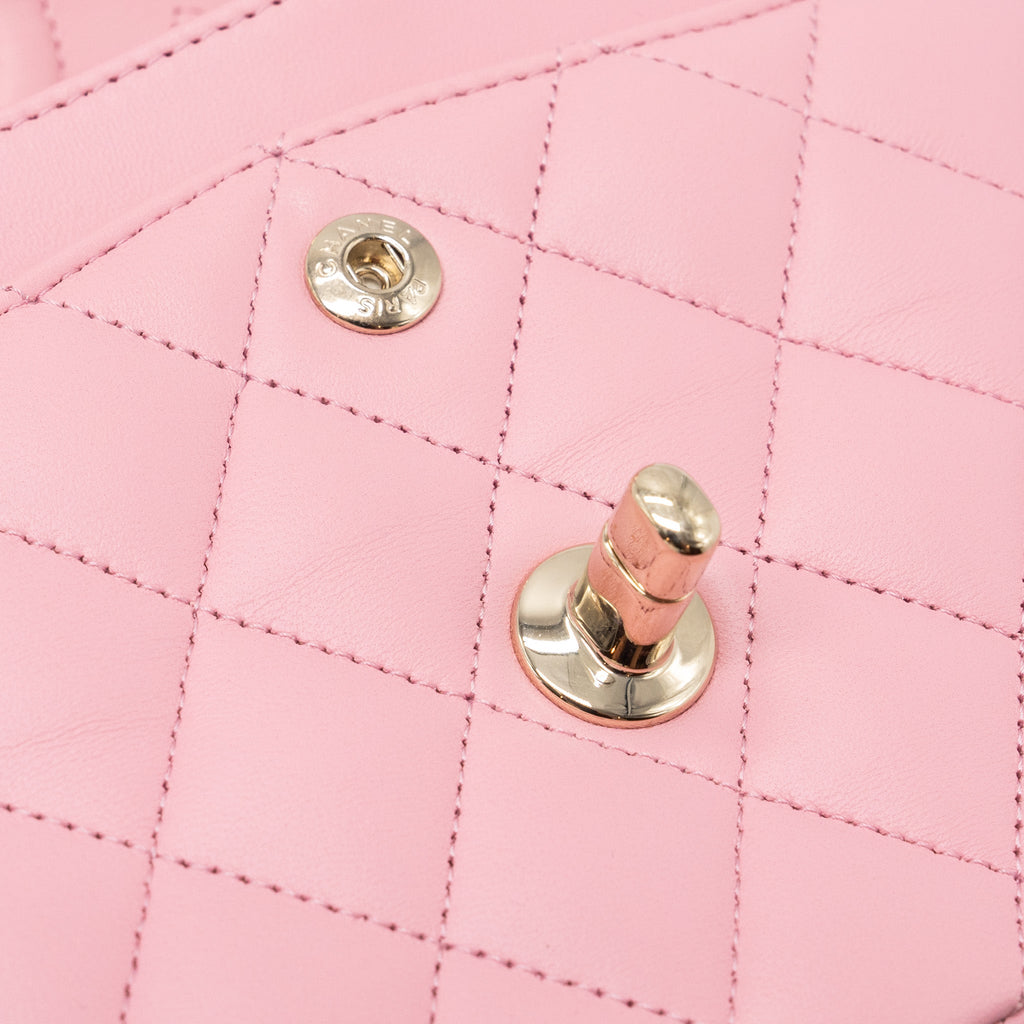 CHANEL SMALL CLASSIC DOUBLE FLAP BAG LAMBSKIN PINK LGHW(MICROCHIP)