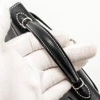 Hermes Mini Kelly II special order Chevre Mysore black / gris perle white stitching SHW