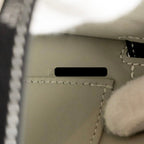 Hermes Mini Kelly II special order Chevre Mysore black / gris perle white stitching SHW