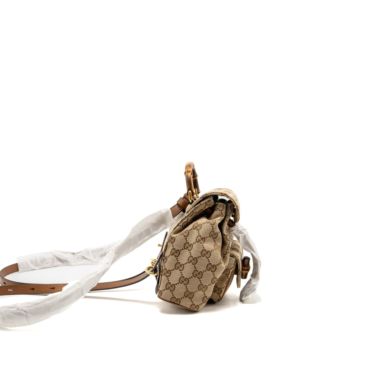 Gucci Bamboo Mini Backpack GG Canvas/Leather Beige/Brown GHW