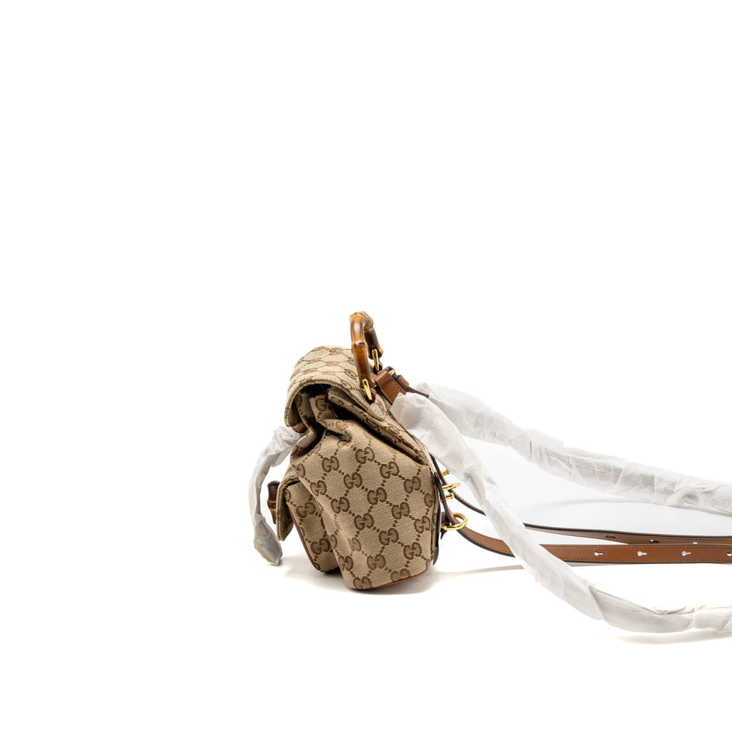 Gucci Bamboo Mini Backpack GG Canvas/Leather Beige/Brown GHW