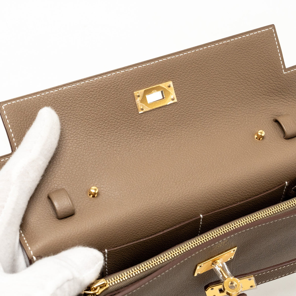 Hermes kelly to go Evercolor Etoupe GHW