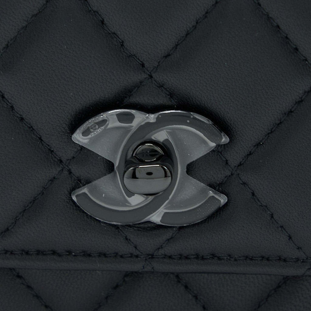 CHANEL SQUARE TRENDY CC WALLET ON CHAIN LAMBSKIN SO BLACK