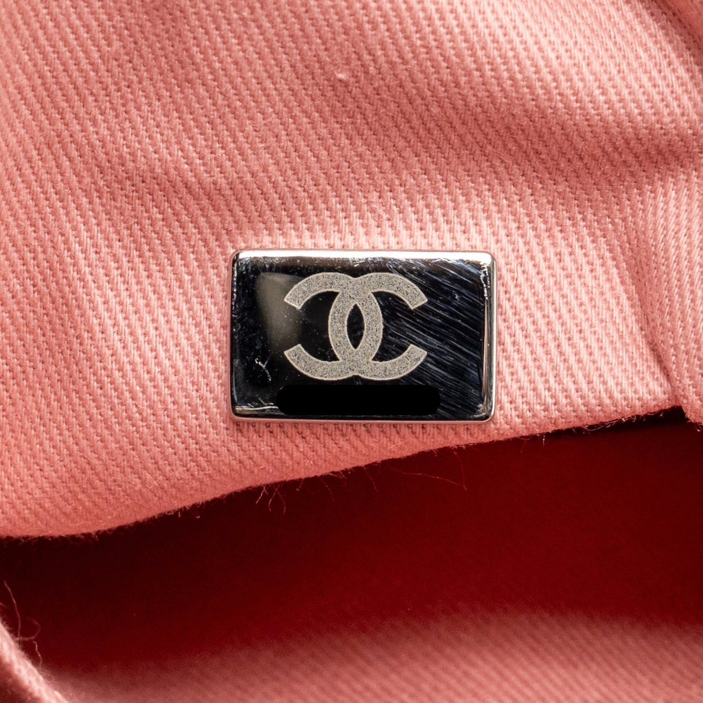 CHANEL DEAUVILLE TOTE BAG CANVAS/LEATHER PINK/WHITE SHW (MICROCHIP)
