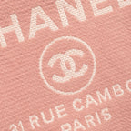 CHANEL DEAUVILLE TOTE BAG CANVAS/LEATHER PINK/WHITE SHW (MICROCHIP)