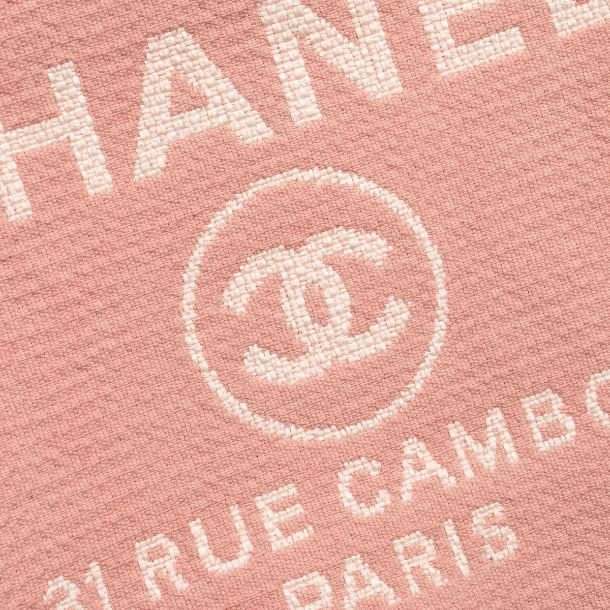 CHANEL DEAUVILLE TOTE BAG CANVAS/LEATHER PINK/WHITE SHW (MICROCHIP)