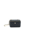 CHANEL 22P LONG VANITY WITH CC LOGO CHAIN CAVIAR BLACK LGHW