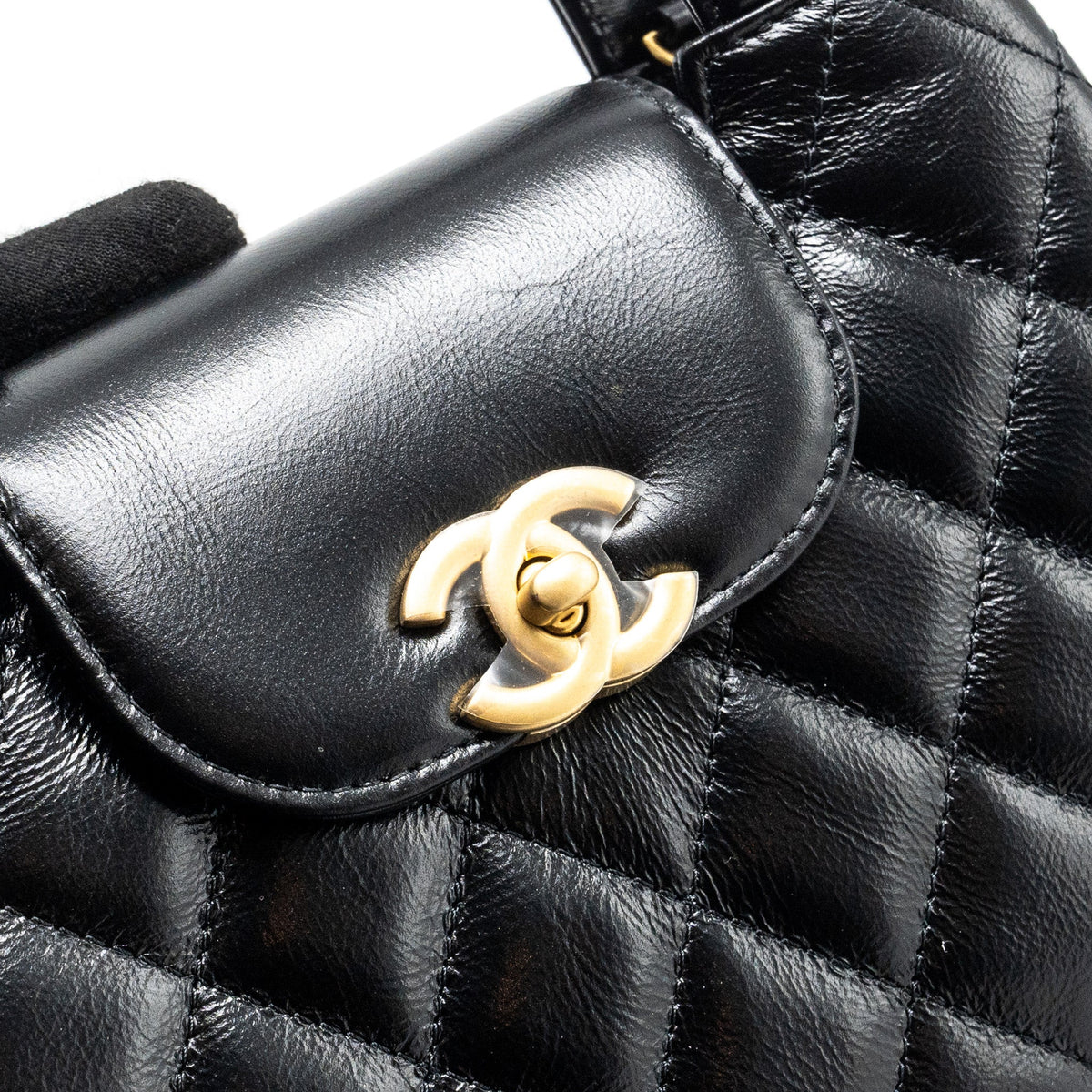 CHANEL MINI KELLY SHOPPING TOTE BAG CALFSKIN BLACK GHW (MICROCHIP)