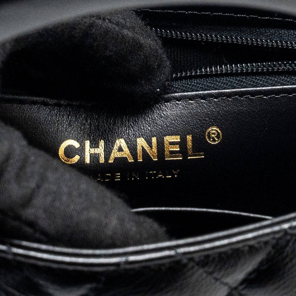 CHANEL MINI KELLY SHOPPING TOTE BAG CALFSKIN BLACK GHW (MICROCHIP)