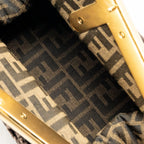 FENDI MEDIUM FENDI FIRST CLUTCH BAG SHEARLING BROWN GHW
