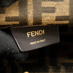 FENDI MEDIUM FENDI FIRST CLUTCH BAG SHEARLING BROWN GHW