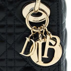 DIOR LADY DIOR MINI LAMBSKIN BLACK LGHW