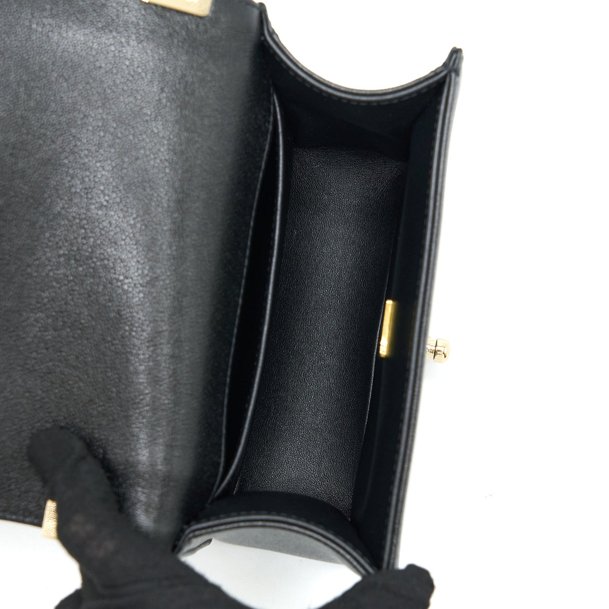 CHANEL MINI BOY BAG CALFSKIN BLACK LGHW (MICROCHIP)