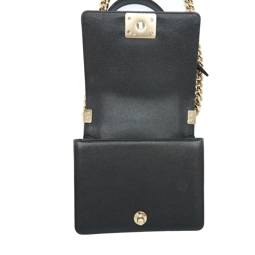 CHANEL MINI BOY BAG CALFSKIN BLACK LGHW (MICROCHIP)
