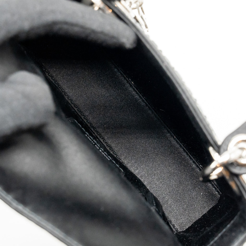 Dior Mini Lady Dior Cannage Satin with Strass Black SHW