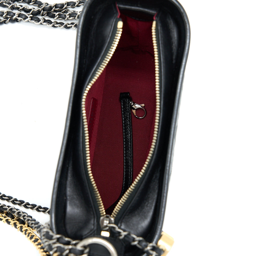 CHANEL SMALL GABRIELLE HOBO BAG CALFSKIN BLACK WITH MULTICOLOUR HARDWARE