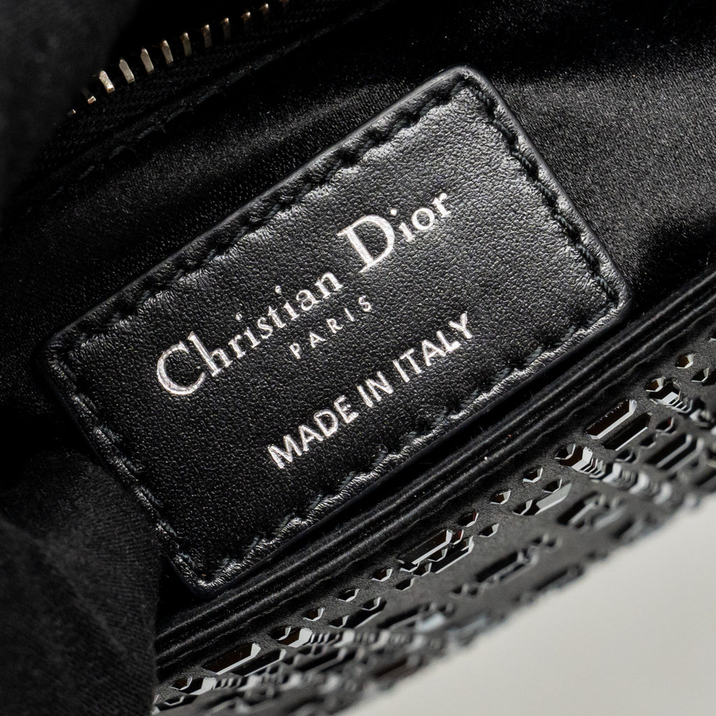 Dior Mini Lady Dior Cannage Satin with Strass Black SHW