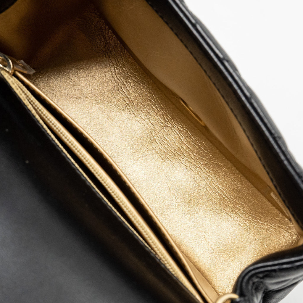 CHANEL PEARL CRUSH MINI SQUARE LAMBSKIN BLACK GHW