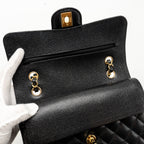 CHANEL SMALL CLASSIC DOUBLE FLAP BAG CAVIAR BLACK GHW (MICROCHIP)