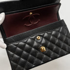 CHANEL SMALL CLASSIC DOUBLE FLAP BAG CAVIAR BLACK GHW (MICROCHIP)