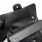 CHANEL MEDIUM CLASSIC DOUBLE FLAP BAG PYTHON BLACK SHW