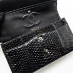 CHANEL MEDIUM CLASSIC DOUBLE FLAP BAG PYTHON BLACK SHW