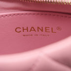 CHANEL 22K HOBO BAG LOGO CHAIN LAMBSKIN PINK GHW (MICROCHIP)
