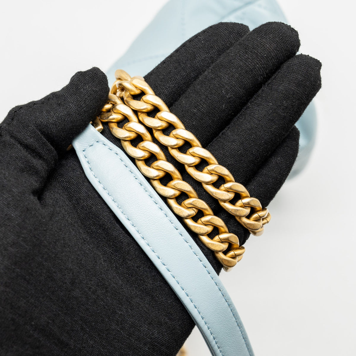 Chanel Enamel CC Bucket Bag Lambskin Light Blue GHW (Microchip)