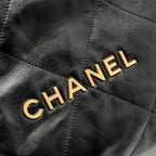 CHANEL SMALL 22 BAG SHINY CALFSKIN BLACK GHW(MICROCHIP)