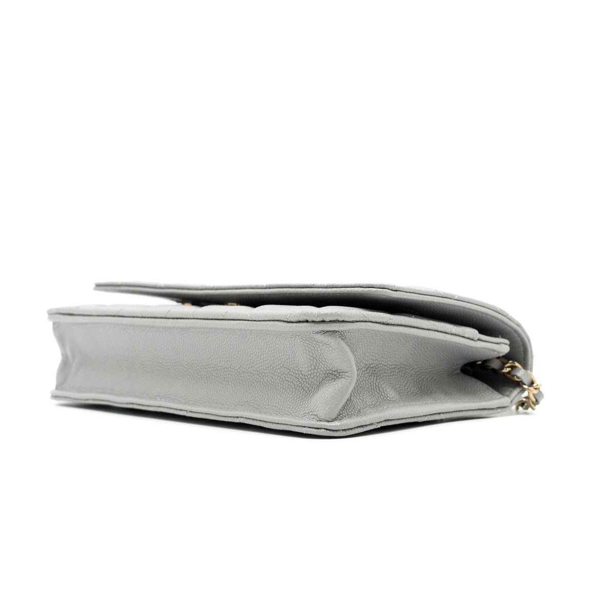 CHANEL CLASSIC WALLET ON CHAIN CAVIAR LIGHT GREY LGHW (MICROCHIP)