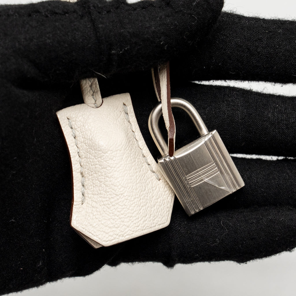 Hermes Birkin 25 Special Order Chèvre Mysore Gris Perle/Craie Brushed SHW