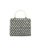DIOR VINTAGE MEDIUM LADY DIOR COTTON DESIGN GREY/ WHITE SHW