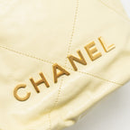 Chanel Mini 22 Bag Shiny Calfskin Light Yellow GHW (Microchip)