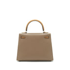 Hermes Kelly 25 Sellier Veau Epsom Etoupe/Alezan/Biscuit SHW